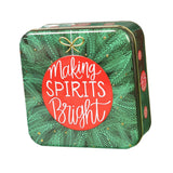 Maxbell Christmas Cookie Tin Cartoon Iron Cookie Case Box for Party New Year Holiday Green SPIRITS