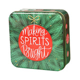 Maxbell Christmas Cookie Tin Cartoon Iron Cookie Case Box for Party New Year Holiday Green SPIRITS