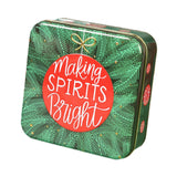 Maxbell Christmas Cookie Tin Cartoon Iron Cookie Case Box for Party New Year Holiday Green SPIRITS