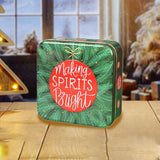 Maxbell Christmas Cookie Tin Cartoon Iron Cookie Case Box for Party New Year Holiday Green SPIRITS