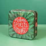 Maxbell Christmas Cookie Tin Cartoon Iron Cookie Case Box for Party New Year Holiday Green SPIRITS