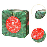 Maxbell Christmas Cookie Tin Cartoon Iron Cookie Case Box for Party New Year Holiday Green SPIRITS