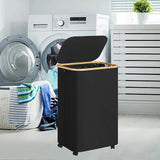 Maxbell Wheeled Laundry Basket with Lid Folding Organizer for Home Blankets Bathroom Black