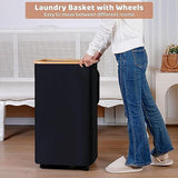 Maxbell Wheeled Laundry Basket with Lid Folding Organizer for Home Blankets Bathroom Black