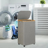 Maxbell Wheeled Laundry Basket with Lid Folding Organizer for Home Blankets Bathroom Grey