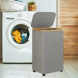 Maxbell Wheeled Laundry Basket with Lid Folding Organizer for Home Blankets Bathroom Grey