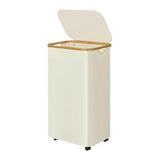 Maxbell Wheeled Laundry Basket with Lid Folding Organizer for Home Blankets Bathroom Beige