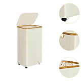 Maxbell Wheeled Laundry Basket with Lid Folding Organizer for Home Blankets Bathroom Beige