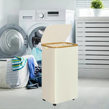 Maxbell Wheeled Laundry Basket with Lid Folding Organizer for Home Blankets Bathroom Beige