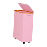 Maxbell Wheeled Laundry Basket with Lid Folding Organizer for Home Blankets Bathroom Pink