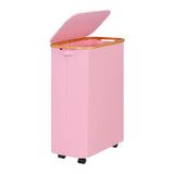 Maxbell Wheeled Laundry Basket with Lid Folding Organizer for Home Blankets Bathroom Pink