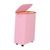 Maxbell Wheeled Laundry Basket with Lid Folding Organizer for Home Blankets Bathroom Pink