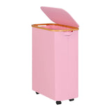 Maxbell Wheeled Laundry Basket with Lid Folding Organizer for Home Blankets Bathroom Pink