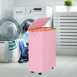 Maxbell Wheeled Laundry Basket with Lid Folding Organizer for Home Blankets Bathroom Pink