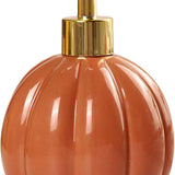 Maxbell Halloween Pumpkin Soap Dispenser Hand Lotion Bottle for Countertop Dorm Home Orange and Gold