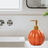 Maxbell Halloween Pumpkin Soap Dispenser Hand Lotion Bottle for Countertop Dorm Home Orange and Gold