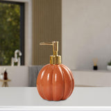 Maxbell Halloween Pumpkin Soap Dispenser Hand Lotion Bottle for Countertop Dorm Home Orange and Gold