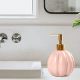 Maxbell Halloween Pumpkin Soap Dispenser Hand Lotion Bottle for Countertop Dorm Home Pink and Gold