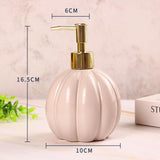 Maxbell Halloween Pumpkin Soap Dispenser Hand Lotion Bottle for Countertop Dorm Home Pink and Gold