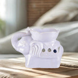 Maxbell Essential Oil Burner Pottery Handmade Tea Light Holder for Office Tabletop SPA White