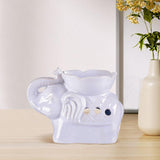 Maxbell Essential Oil Burner Pottery Handmade Tea Light Holder for Office Tabletop SPA White