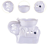 Maxbell Essential Oil Burner Pottery Handmade Tea Light Holder for Office Tabletop SPA White