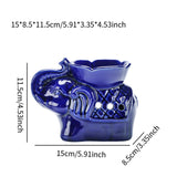 Maxbell Essential Oil Burner Pottery Handmade Tea Light Holder for Office Tabletop SPA Blue