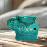 Maxbell Essential Oil Burner Pottery Handmade Tea Light Holder for Office Tabletop SPA Green