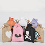 Maxbell Halloween Burlap Gift Bags with Drawstring for Wedding Birthday Thanksgiving Style C