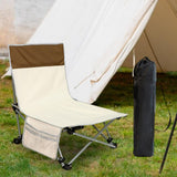 Maxbell Folding Chair Lounger with Carrying Bag Camp Chair for Traveling Lawn Office Beige