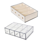 Maxbell Glasses Storage Box for Women Men Tabletop 4 Grids Sunglasses Organizer Case Cream Yellow