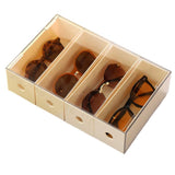 Maxbell Glasses Storage Box for Women Men Tabletop 4 Grids Sunglasses Organizer Case Cream Yellow