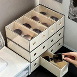 Maxbell Glasses Storage Box for Women Men Tabletop 4 Grids Sunglasses Organizer Case Cream Yellow