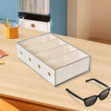 Maxbell Glasses Storage Box for Women Men Tabletop 4 Grids Sunglasses Organizer Case Cream Yellow