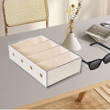 Maxbell Glasses Storage Box for Women Men Tabletop 4 Grids Sunglasses Organizer Case Cream Yellow