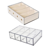 Maxbell Glasses Storage Box for Women Men Tabletop 4 Grids Sunglasses Organizer Case Cream Yellow