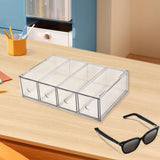 Maxbell Glasses Storage Box for Women Men Tabletop 4 Grids Sunglasses Organizer Case Clear
