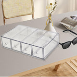 Maxbell Glasses Storage Box for Women Men Tabletop 4 Grids Sunglasses Organizer Case Clear