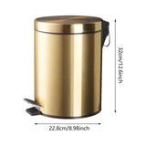 Maxbell Trash Can Container Close Lid Foot Pedal Bin for Living Room Toilet Entryway 8L 32x22.8cm Gold