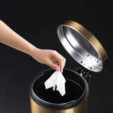 Maxbell Trash Can Container Close Lid Foot Pedal Bin for Living Room Toilet Entryway 8L 32x22.8cm Gold