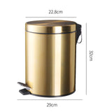 Maxbell Trash Can Container Close Lid Foot Pedal Bin for Living Room Toilet Entryway 8L 32x22.8cm Gold