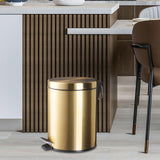 Maxbell Trash Can Container Close Lid Foot Pedal Bin for Living Room Toilet Entryway 8L 32x22.8cm Gold