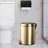 Maxbell Trash Can Container Close Lid Foot Pedal Bin for Living Room Toilet Entryway 8L 32x22.8cm Gold