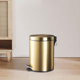Maxbell Trash Can Container Close Lid Foot Pedal Bin for Living Room Toilet Entryway 8L 32x22.8cm Gold