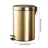 Maxbell Trash Can Container Close Lid Foot Pedal Bin for Living Room Toilet Entryway 12L 39.5x25cm Gold