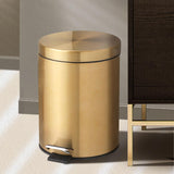 Maxbell Trash Can Container Close Lid Foot Pedal Bin for Living Room Toilet Entryway 12L 39.5x25cm Gold