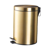 Maxbell Trash Can Container Close Lid Foot Pedal Bin for Living Room Toilet Entryway 12L 39.5x25cm Gold