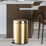 Maxbell Trash Can Container Close Lid Foot Pedal Bin for Living Room Toilet Entryway 12L 39.5x25cm Gold