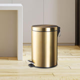 Maxbell Trash Can Container Close Lid Foot Pedal Bin for Living Room Toilet Entryway 12L 39.5x25cm Gold