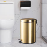 Maxbell Trash Can Container Close Lid Foot Pedal Bin for Living Room Toilet Entryway 12L 39.5x25cm Gold